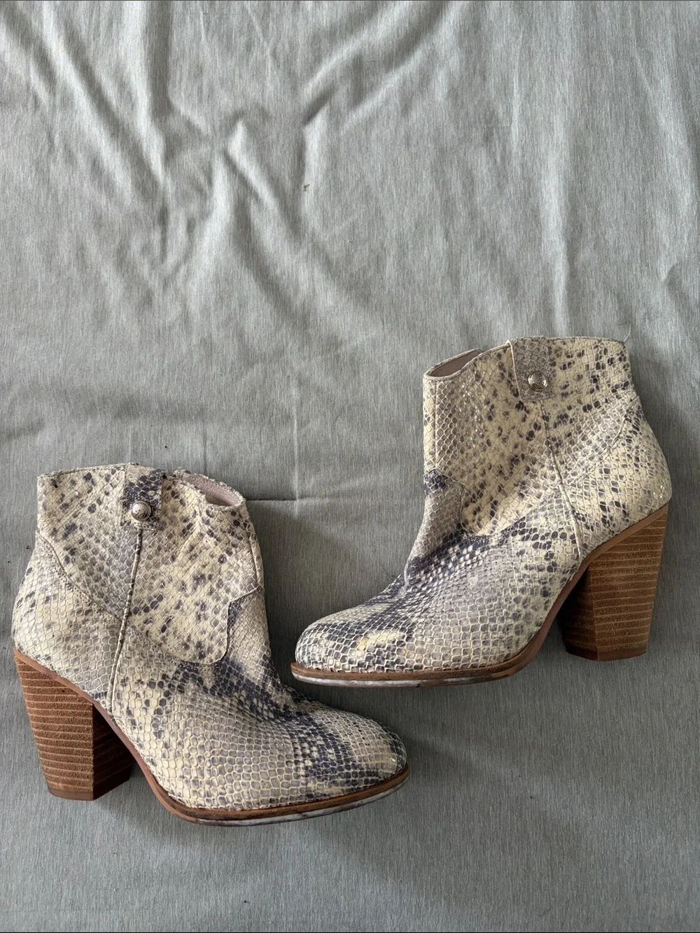 Vince Camuto Neutral Snake-Print Ankle Booties